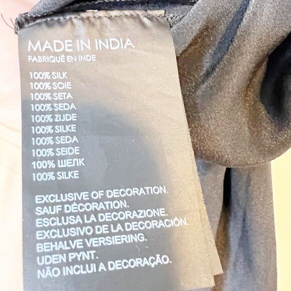 Club Monaco Womens Black Silk Tassel Elastic Waist Wide Leg Cropped Pant Size 8 - Picture 6 of 7